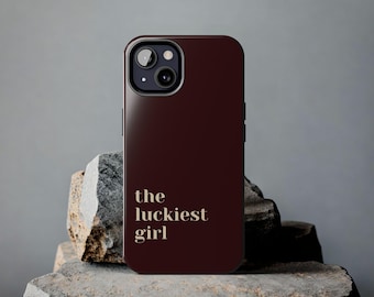 Tough Phone Cases, That Girl Aesthetic Lucky Girl Case, Dark Red Phone Cover, Protective Girl Power Phone Case, Trendy Aesthetic Phone Case,