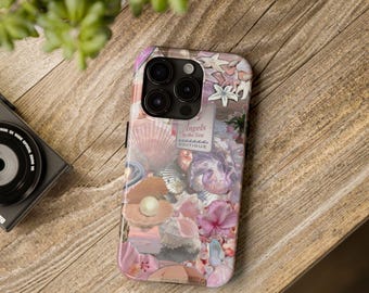 Phone Case, Pink Clean Feminine Soft Girl Boom Shell Aesthetic, Coquette Collage Preppy and Cute Pink Aesthetic, Tough Protective Case for