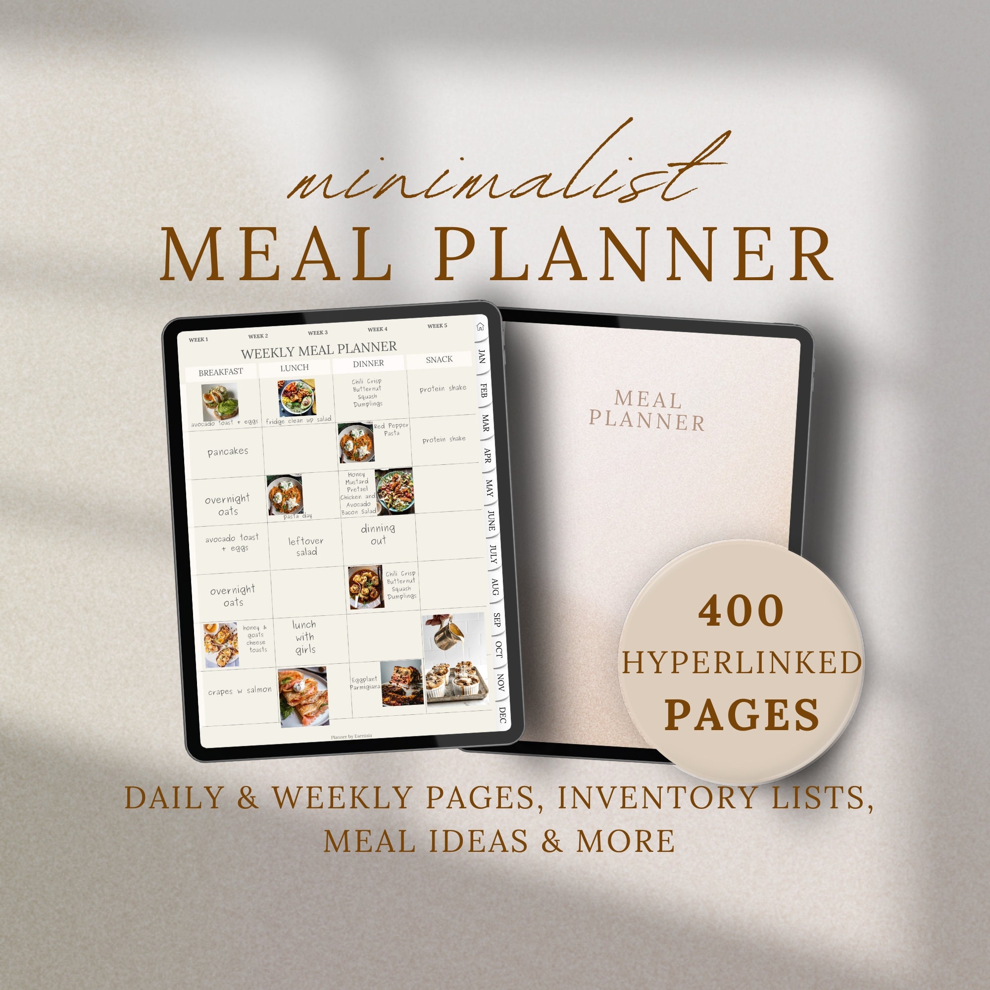Meal Planner | Digital Meal Organizer | iPad Meal Planner | GoodNotes Meal Planner | Weekly Meal Planner | Daily Meal Planner