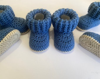 Crochet cuffed baby booties Pattern PDF