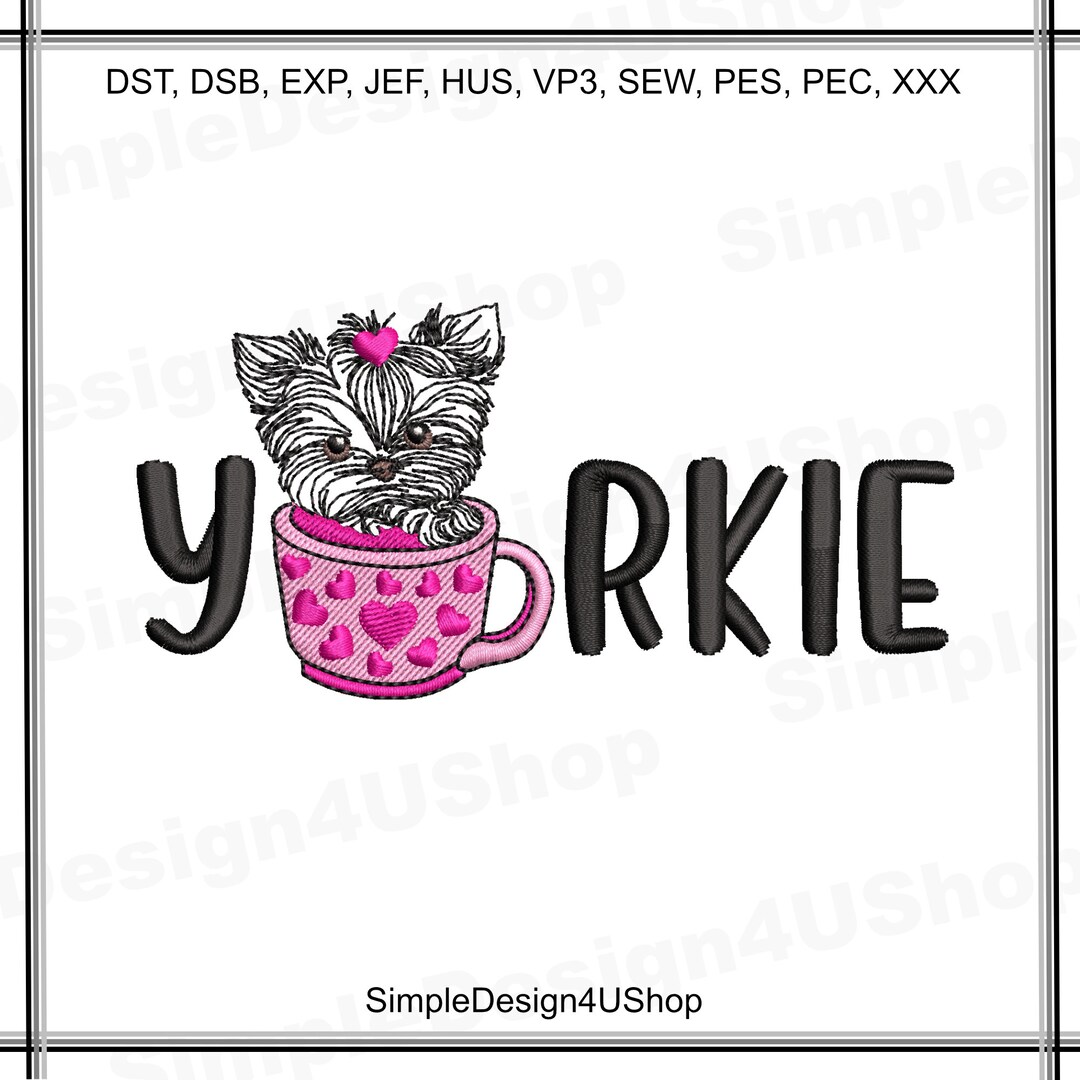 Yorkie Embroidery Design: Dog Paw Machine Embroidery (4 Sizes) - Etsy