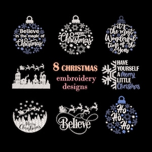 Bundle 8 christmas embroidery designs Machine embroidery designs christmas Embroidery designs magic Christmas deer embroidery Holiday design