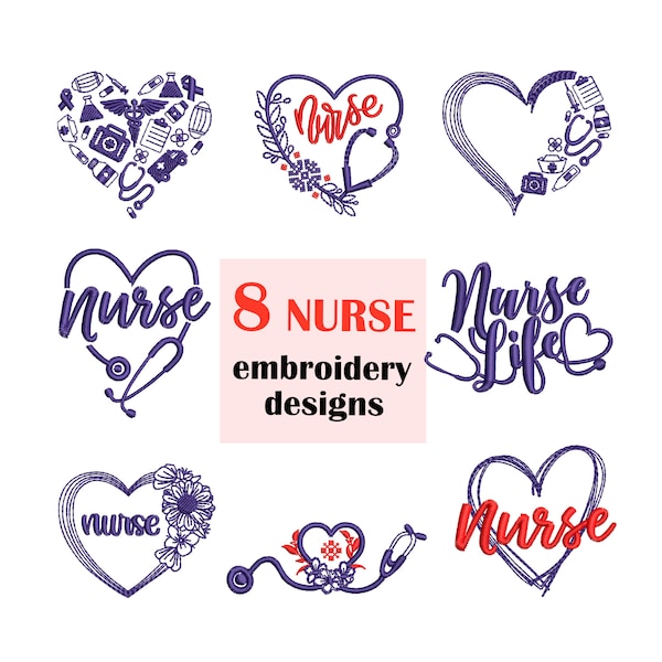 Nurse Embroidery Etsy