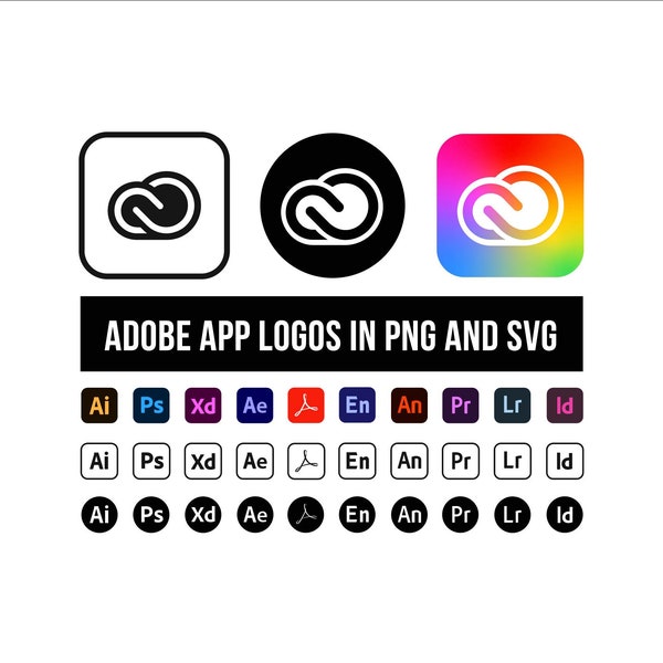 66 Adobe Icons SVG | Adobe Icons PNG | Adobe Logos | Adobe Products List | Adobe svg bundle | photoshop acrobat reader illustrator indesign