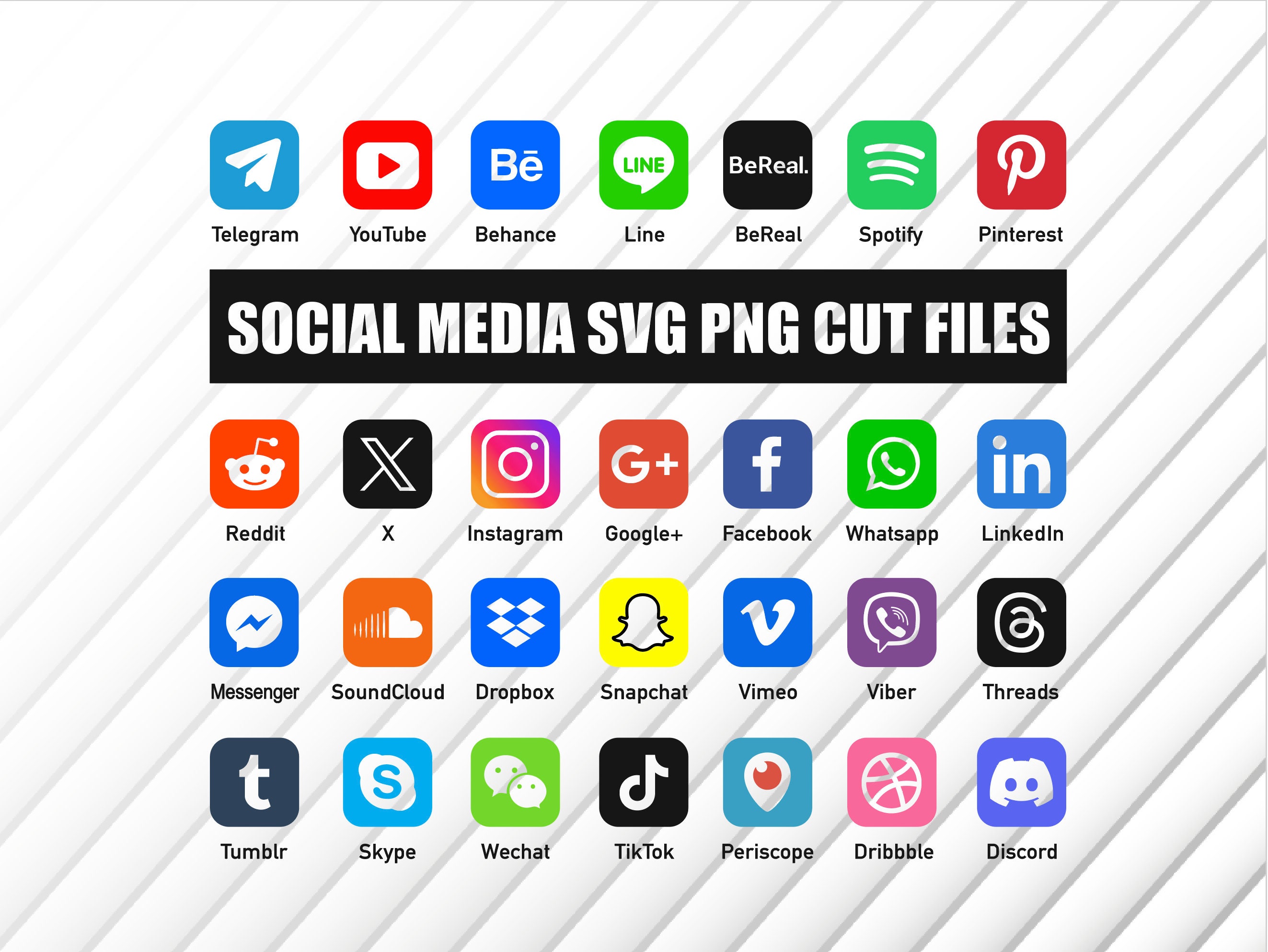 56 Social Media SVG and PNG Cut Files, Social Medium Svg. Instagram Svg ...