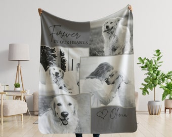 Manta conmemorativa personalizada con foto de perro: regalo de recuerdo personalizado para tu mascota