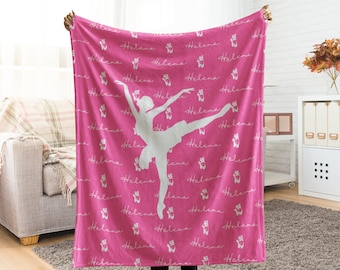 Personalized Ballerina's Name Blanket for Girls, Daughter, Grandkids, Custom Ballerina Throw, Customized Blanket with Name w/Personal Color