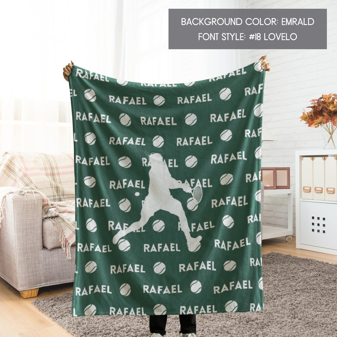 Personalized Tennis Blanket for Son, Daughter, Grandkids, Custom Sports Blanket Throw Name