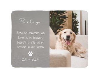 Custom Pet Photo Memorial Blanket: Dog Cat Sympathy Gift