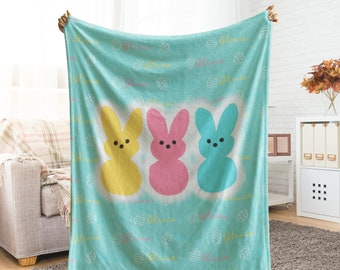Manta de Pascua personalizada, manta personalizada para bebés, lanzamiento de nombre personalizado para niños, regalo personal único de conejito de Pascua, regalo especial de Pascua