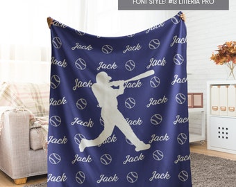 Personalized Baseball Blanket for Son, Daughter, Grandkids, Custom Sports Blanket Throw Name & Color of Your Choice, Customize Sports Gift