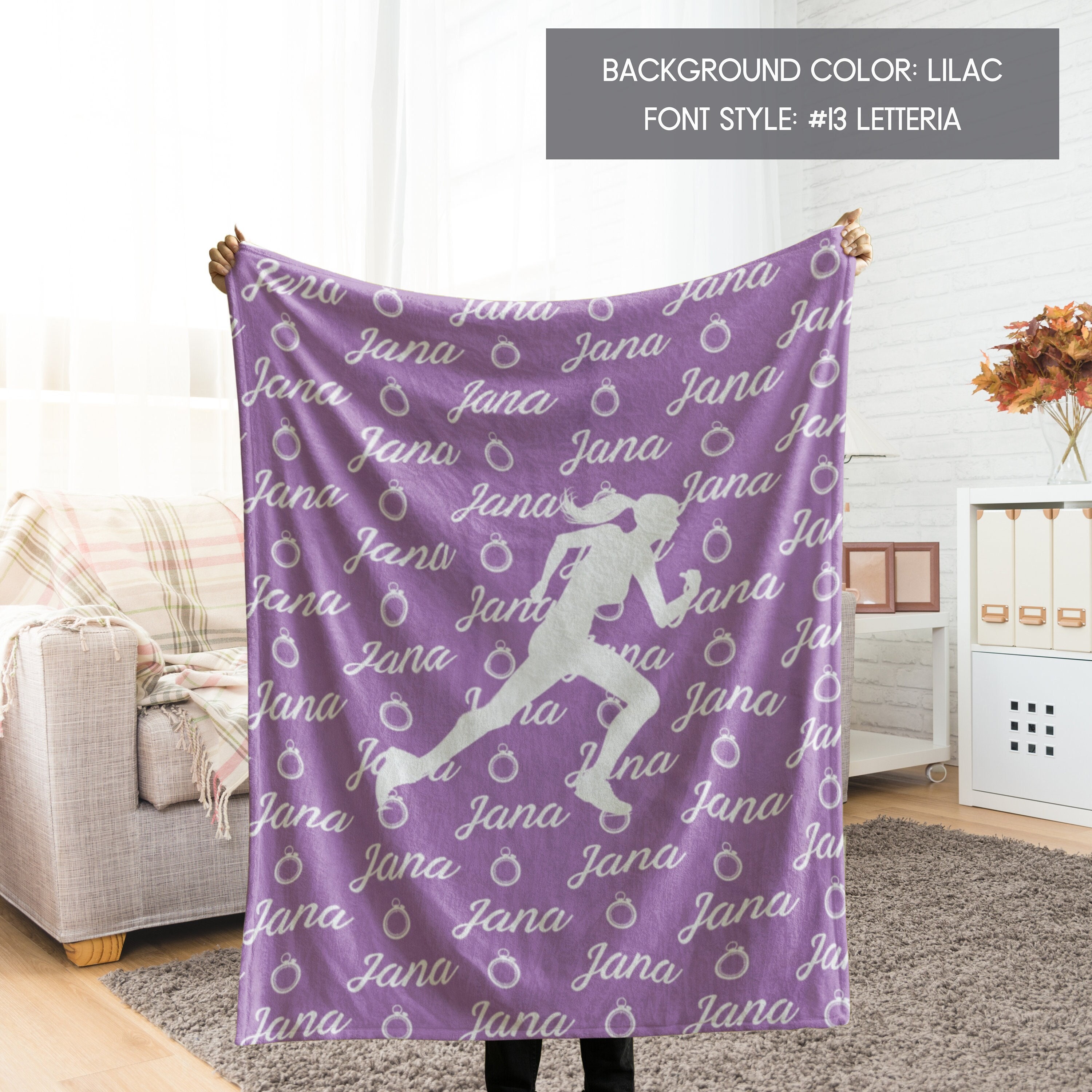 Personalisierte Softballdecke für Tochter, Enkelkinder, beste Freundin, Teamkollegin, individuelle Sportdecke für Mädchen, individuelles Sportgeschenk für Mädchen