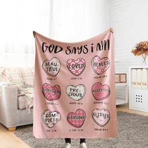 Custom God says I am Blanket, Personalized Encouragement Scripture Throw for Daughter Son Friends, Inspirational Quote, Mental Health Gift