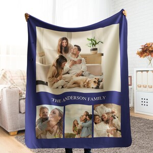 Customizable Photo Blanket, Photo Collage Gifts for him or her, Family & Friends Custom Gifts, Special Memory Keepsake for Wedding, Birthday image 3
