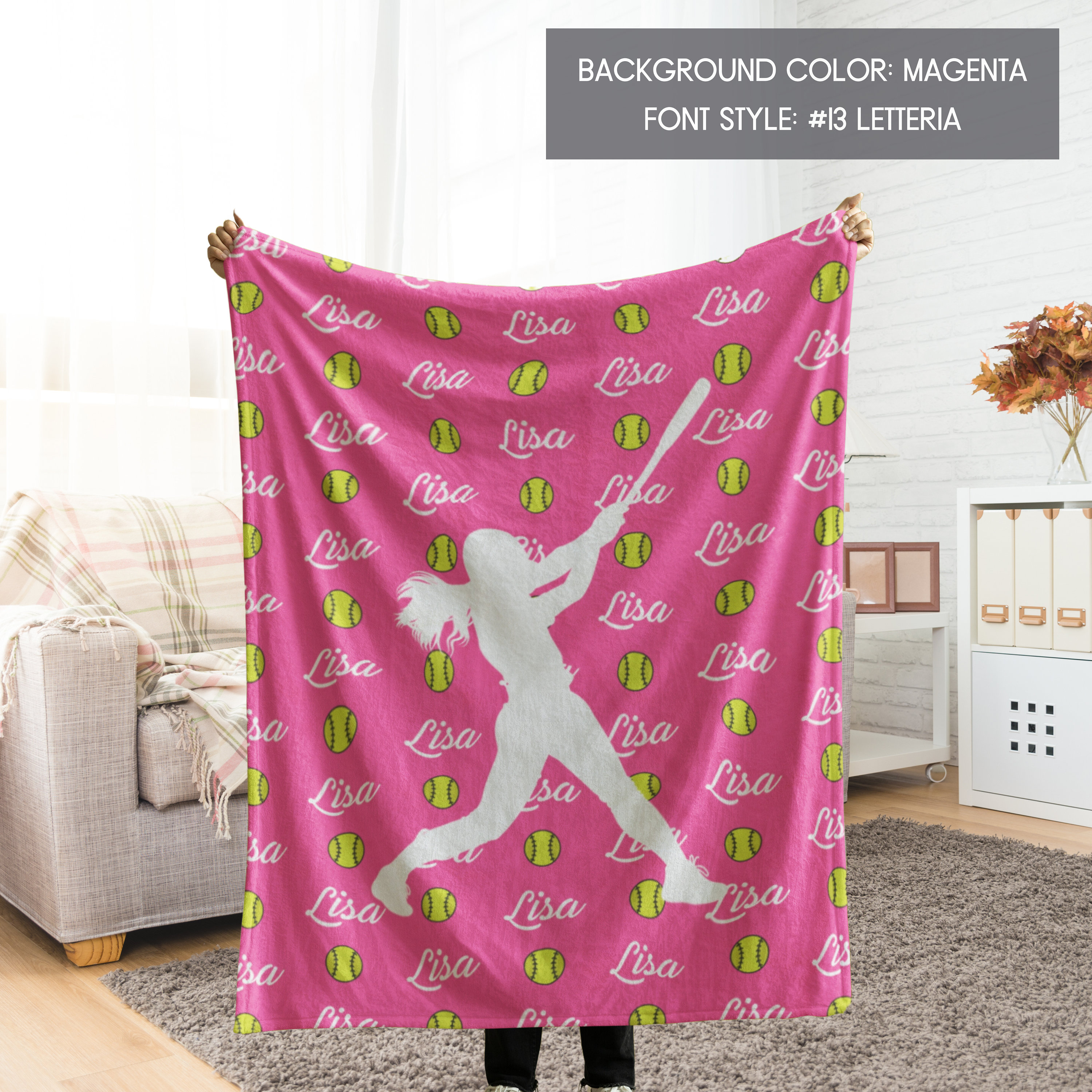 Personalized Girl&#39;s Track and Field Blanket for Daughter, Grandkids, Bestie, Custom Girls&#39; Sports Blanket Throw, Customize Girl Sports Gift