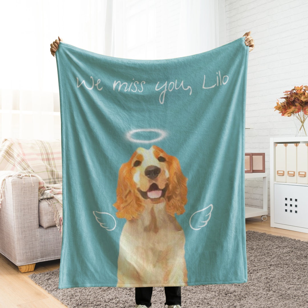 Custom Pet Memorial Blanket, Personalized Dog Cat Throw Using Photo ...