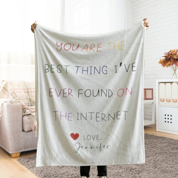 Custom Name Best Thing on The Internet Blanket, Romantic Funny Love Quote Throw,Personalized Couple Name Blanket for Soulmate Girl Boyfriend