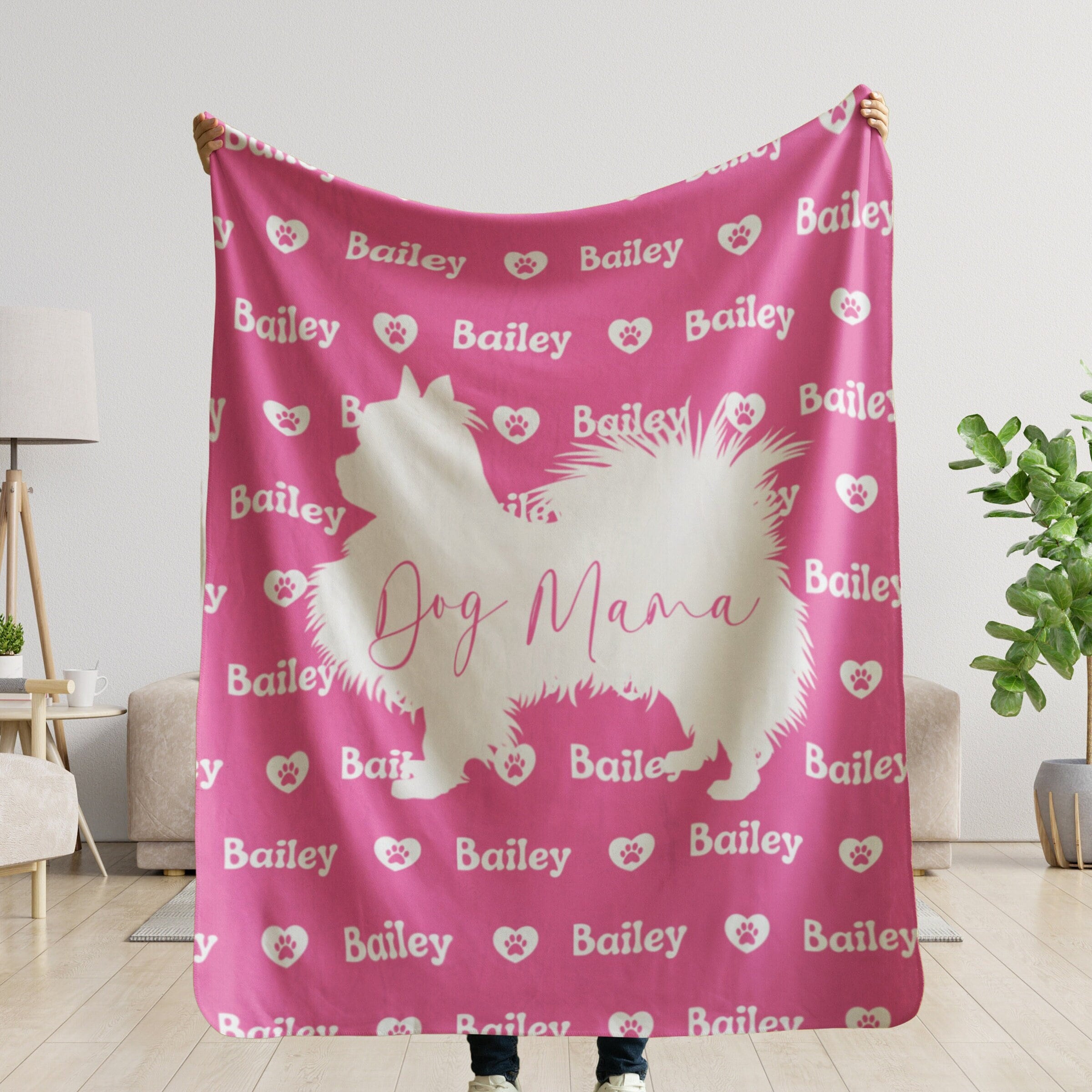 Personalized Dog Mom Blanket, Cutom Dog Name Throw, Gift for Dog Lover, Customized dog portrait Keepsake, Cozy Soft Sherpa Fleece Blanket