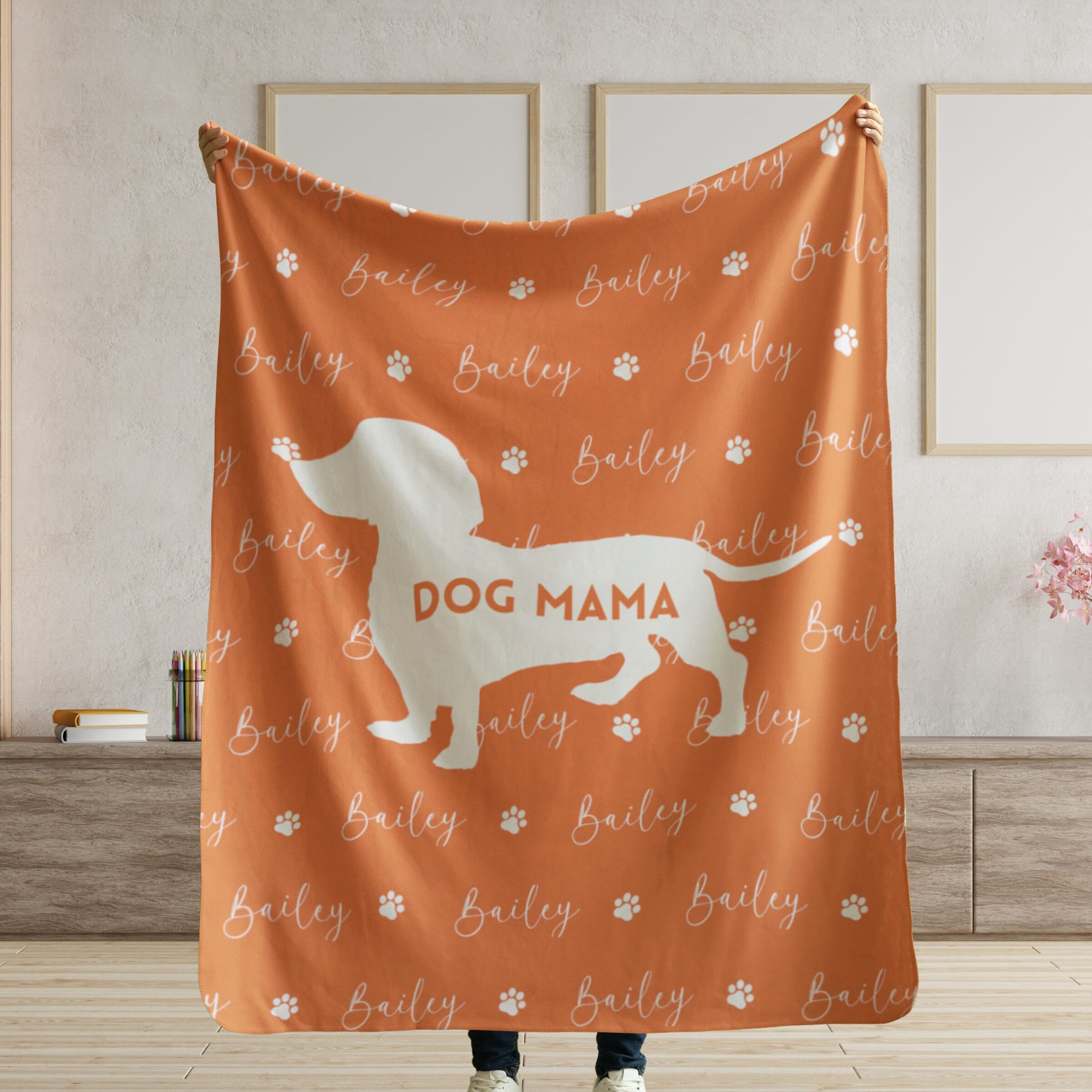 Personalized Dog Mom Blanket, Cutom Dog Name Throw, Gift for Dog Lover, Customized dog portrait Keepsake, Cozy Soft Sherpa Fleece Blanket
