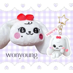 pre-order kpop fanmade IVE bag charm plushie doll and acrylic keychain set | wonyoung liz leeseo gaeul yujin rei kpop gifts
