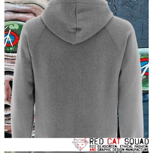 Organic Hoodie ART NOT ARTILLERY Unisex Hooded Eco Sweatshirt Sustainably hand silkscreen printed image 6