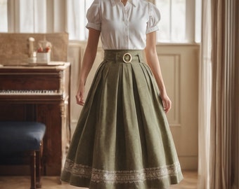 Cottagecore Midi Skirt Sewing Pattern for All Sizes, A4 & US Letter