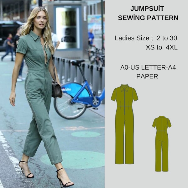 Formal Jumpsuit Sewing Pattern | Dungaree Pattern,Womens Jumpsuit Pattern | US 2 to 30 | XS to4XL