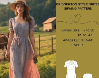 Bridgerton  Style dress, Gown,Fairy dress ,Regency,Elvish dress,Maxi Dress,Halloween costume,A0 A4 US Letter-US 2 to 30