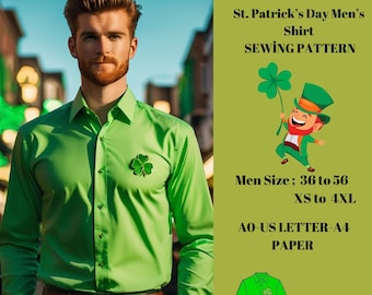 Chemise homme Saint-Patrick, chemise irlandaise, tenue de la Saint-Patrick, taille homme 36 à 56