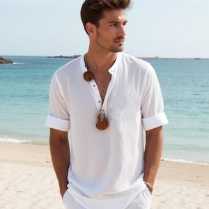 Camisa de lino de verano de manga corta para hombre - Patrón de costura digital, tallas de hombre - Proyecto de costura fácil - Tallas 34-46 (EE. UU.) - A0, A4 - Carta (EE. UU.)