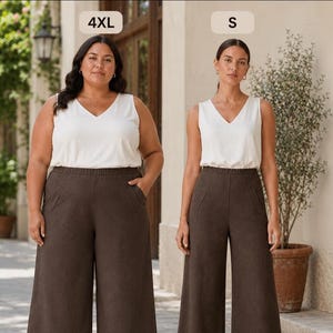 Schnittmuster für Leinen-Capri-Palazzo-Hosen mit elastischem Bund (Größen A0 und A4) (PDF-Schnittmuster) Größen XS-4XL