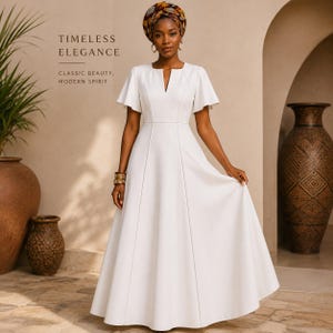 African Maxi Sewing Pattern PDF, Flutter Sleeve, Princess Seam, US 0-30