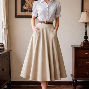 Patron de couture de jupe Cottagecore : jupe évasée vintage avec poches (PDF A4/A0)