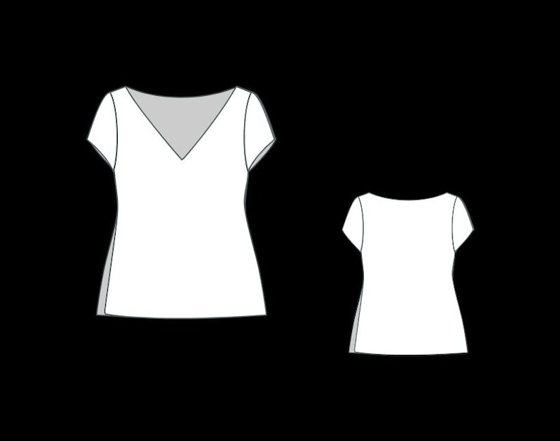 Op de afbeelding: Een wit shirt met korte mouwen, voorzien van een diepe V-hals aan de voorzijde en een ronde halslijn aan de achterzijde. Het kledingstuk heeft een eenvoudig, aansluitend silhouet met korte mouwen en een strakke, effen witte afwerking.