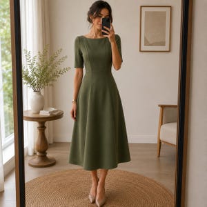 Boat Neck Vintage A-Line Dress Sewing Pattern | Fit and Flare Dress PDF | US 2-30