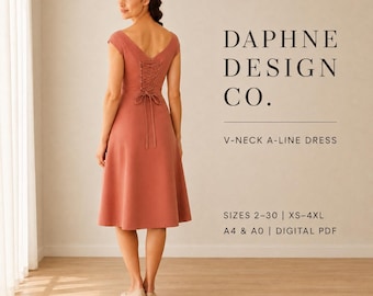 1950s Cocktail Dress Sewing Pattern: Vintage Style, Plus Sizes (PDF Pattern)