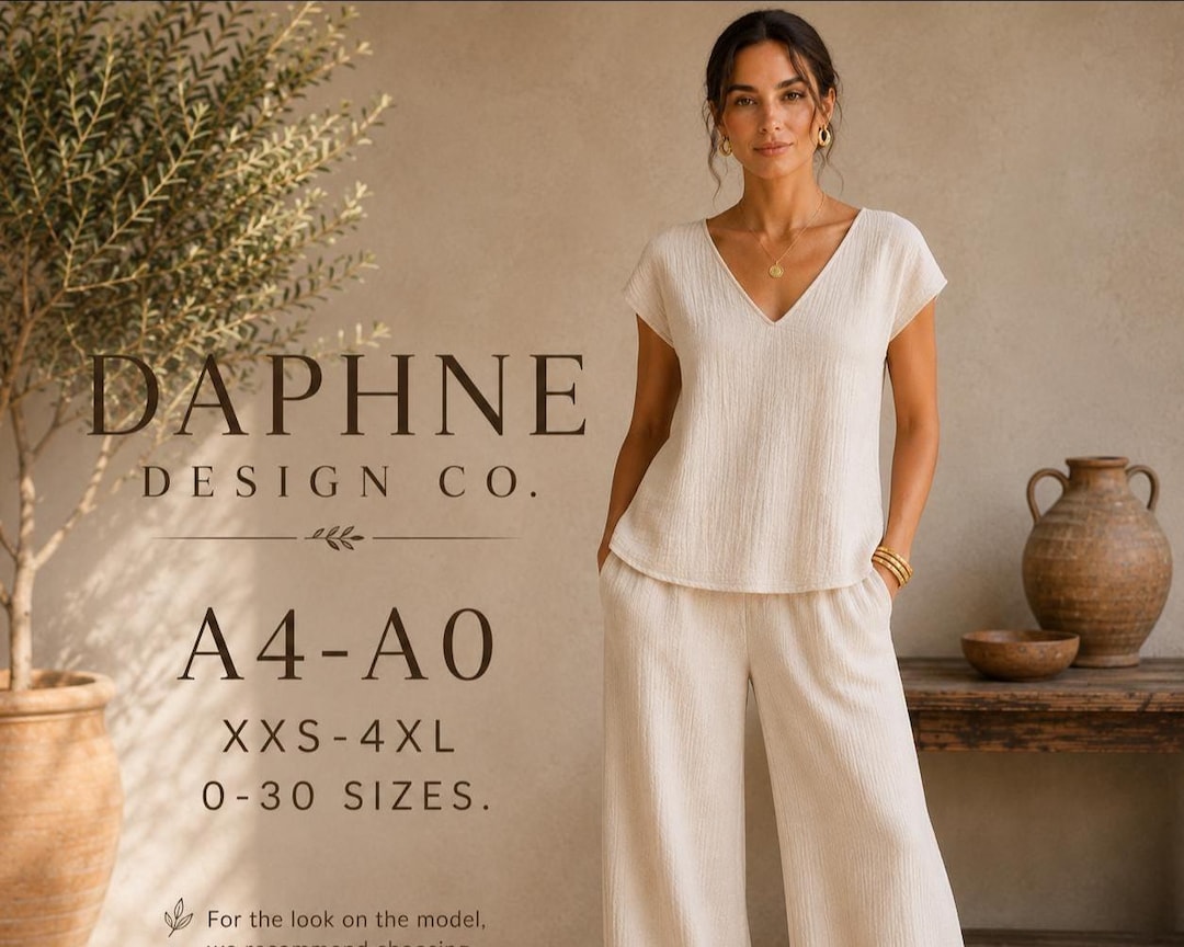 Women's V-Neck Muslin T-Shirt Sewing Pattern, Relaxed Fit Top (PDF Download)