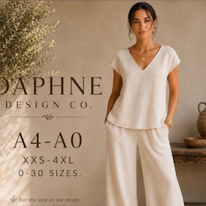 Cartamodello per t-shirt da donna in mussola con scollo a V, vestibilità comoda (download PDF)