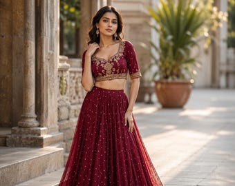 Versatile Indian Style Suit Pattern with Bustier and Skirt Options in Multiple Sizes
