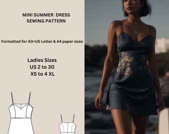 Mini Summer Dress Pattern,Formatted A0 A4 US Letter-US 2 to 30