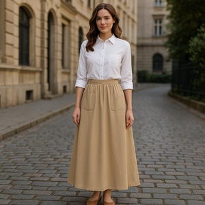 Maxi Skirt Sewing Pattern: High Waist A-Line Pocket Skirt (PDF Download XS-4XL)