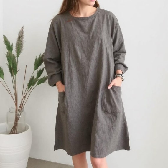 knee length dresses for ladies Cut Loose SHORT SLEEVE RELAXED LINEN DRESS – Marigold Clothing