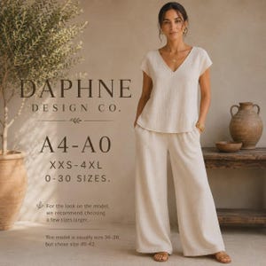 Naaipatroon voor een dames T-shirt met V-hals van mousseline, comfortabele pasvorm (PDF-download) afbeelding 7