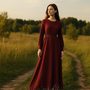 Renaissance Maxi Dress Sewing Pattern: Elegant Long Sleeve Gown (PDF Pattern XS-4XL)