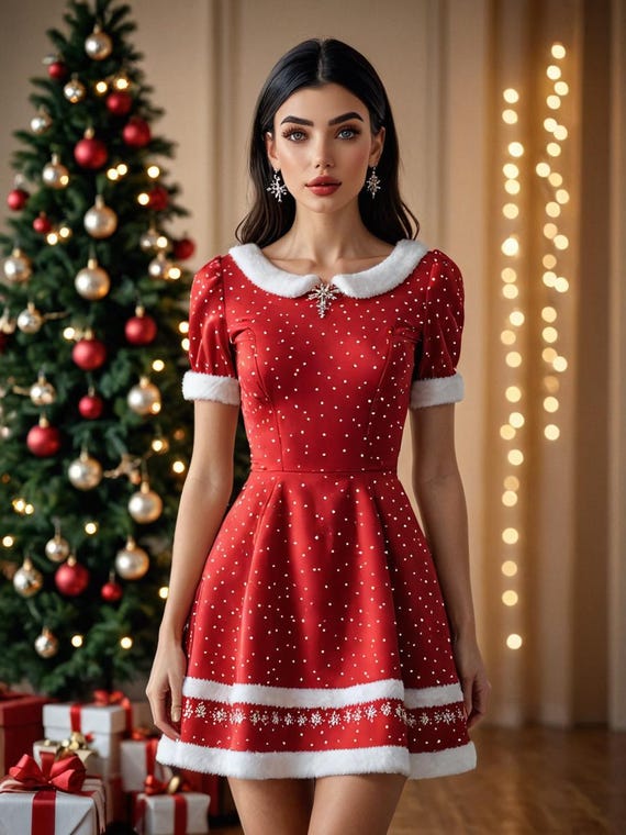 white christmas dresses Autumn and Winter Arrival Baby Girls Long Sleeves Peter Pan Collar Cozy Dress 80 (9-12M) / Red main image 0