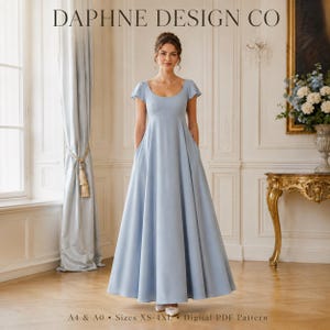 Regency Inspired Gown Sewing Pattern | Empire Waist Maxi Dress | XS–4XL