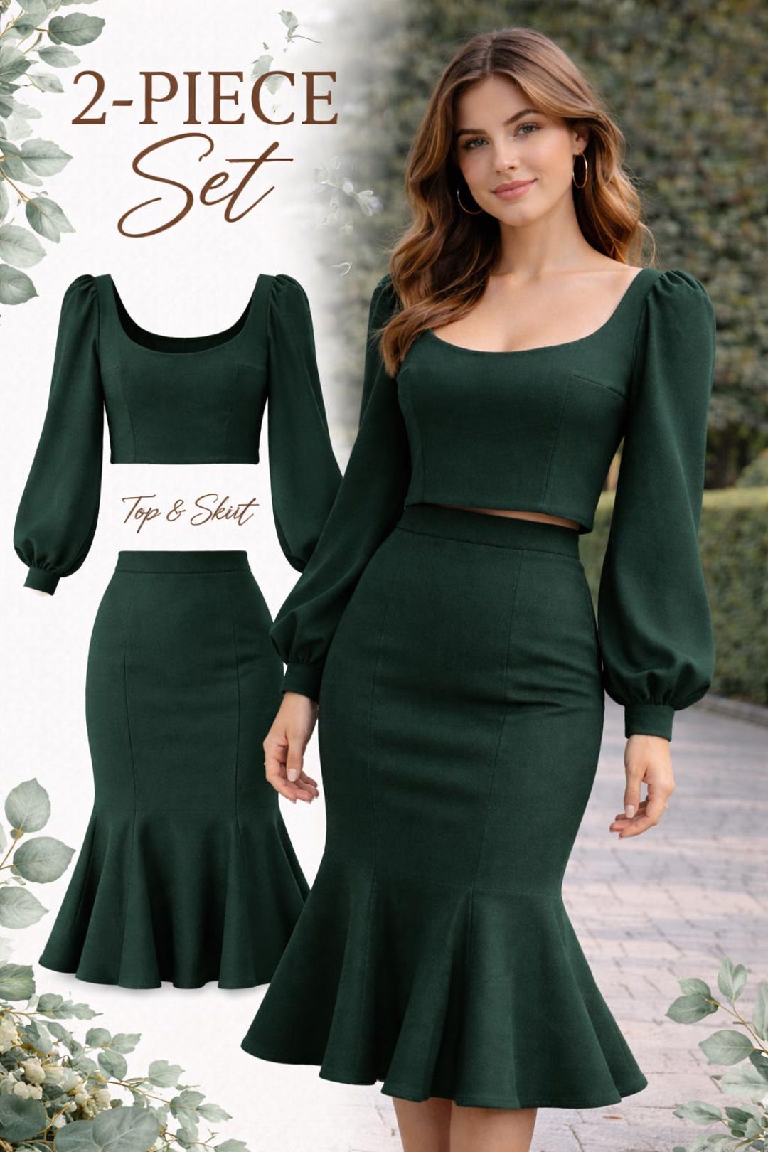 Pattern For Sleeves Puff Sleeve Blouse & Trumpet Skirt Sewing Pattern Set, Sizes 2–30 (PDF ...