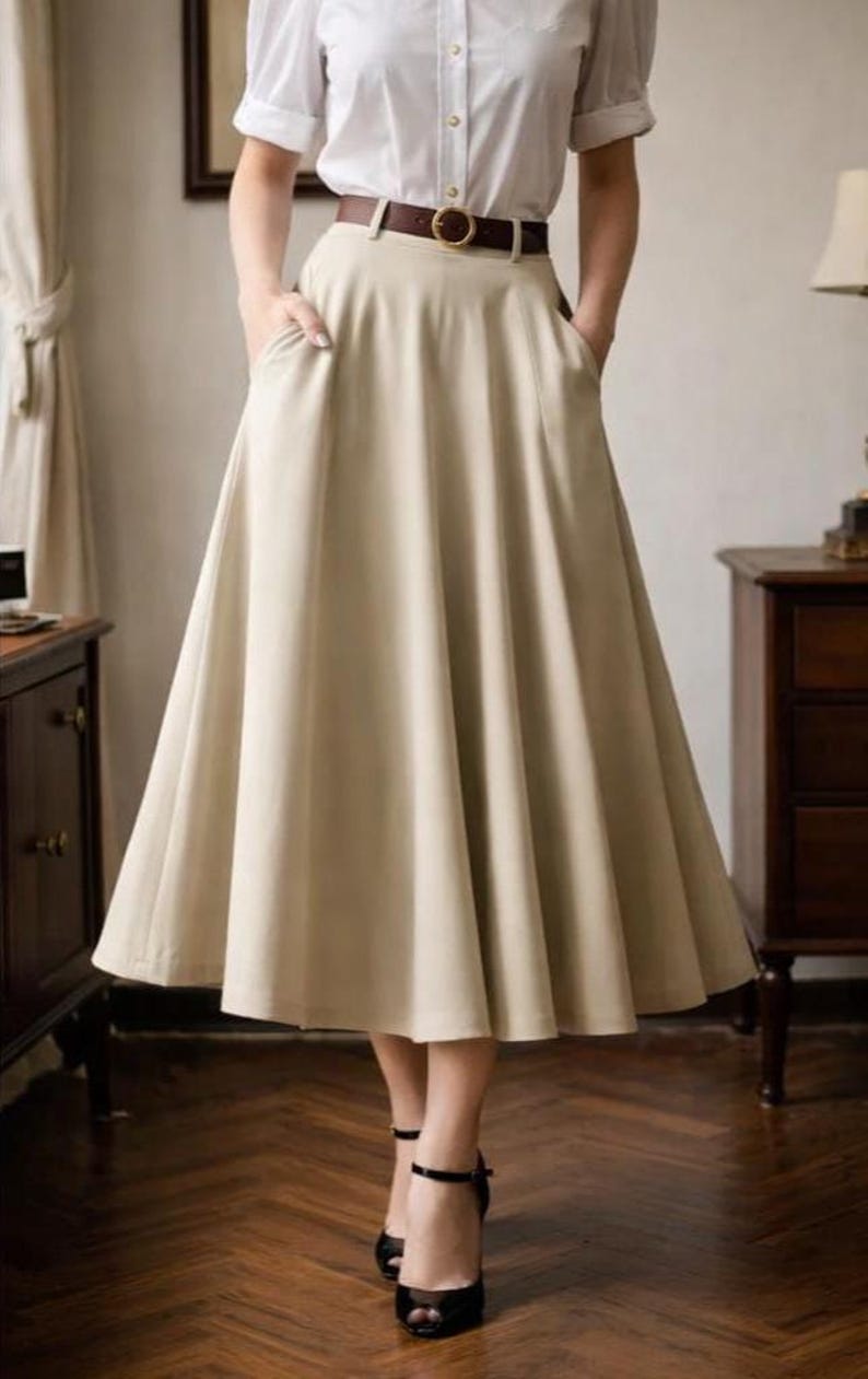 Cottagecore Skirt Sewing Pattern: Vintage Flare Skirt With Pockets (A4/A0 PDF) image 2
