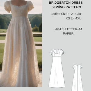 Robe bridgerton, robe de fée, régence, robe elfique, robe longue, déguisement d'Halloween, A0 A4 lettre US-US 2 à 30 robe de bal-taille empire image 2