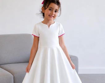 Patrón de costura en PDF para vestido de verano con botones en la espalda para niñas, edades de 2 a 16 años.
